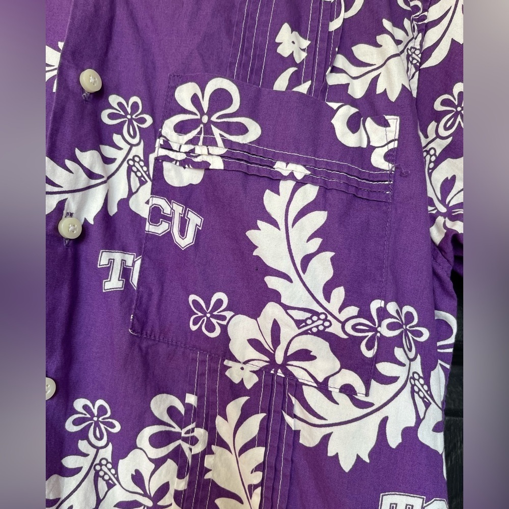 Hawaiiabera TCU Texas Christian University Purple Hawaiian Shirt Men’s Sz S - Picture 8 of 9